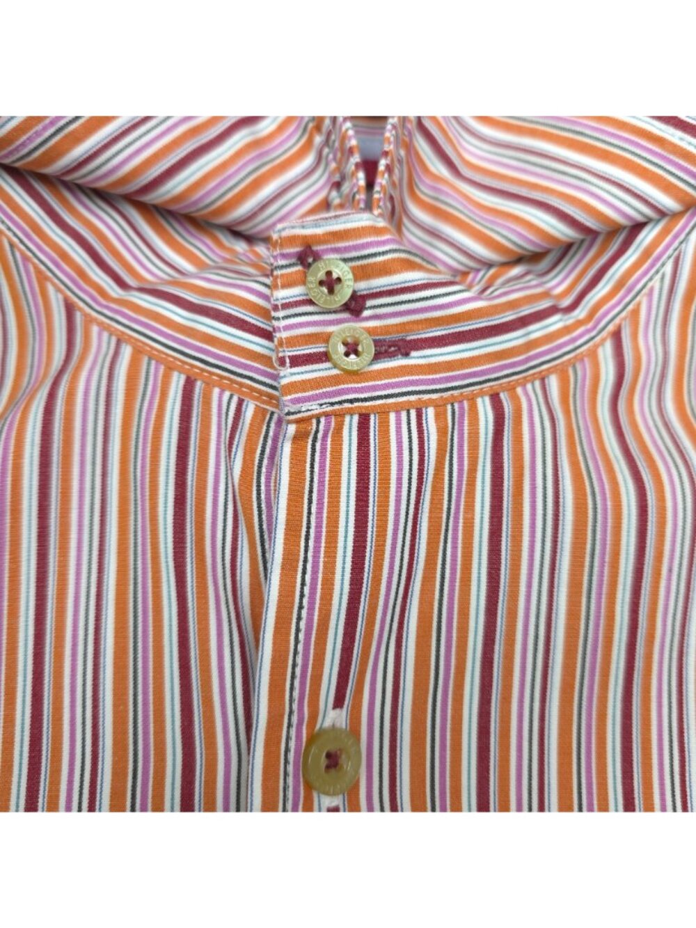 Tommy Hilfiger Mens Long Sleeve Striped Button-Up Shirt Large Cotton Multicolor - Picture 3 of 9